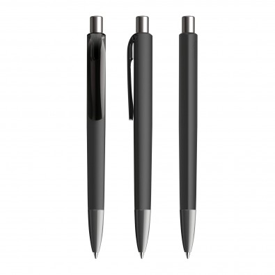 Prodir DS8 Soft Touch PRC Push Kugelschreiber Schwarz-Graphit poliert